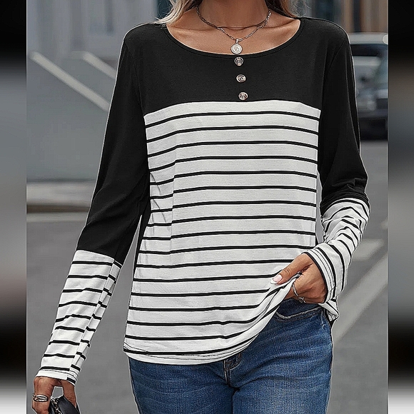 Women's  Long Sleeves Loose T- Shirt. - Picture 4 of 6